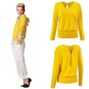 Yellow V-Neck Women's Sweater
